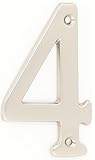 ZW Hardware A200 4 Inch Brass Matt Nickel Plated House Number 4