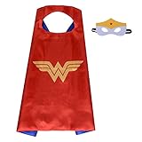 Halloween Costume Superhero Dress Up For Kids - Best For Christmas Gift, Children's Birthday, Cosplay Party. Satin Cape and Felt Mask Role Play Set. Cartoon Outfit For Boys and Girls (Wonder Woman)