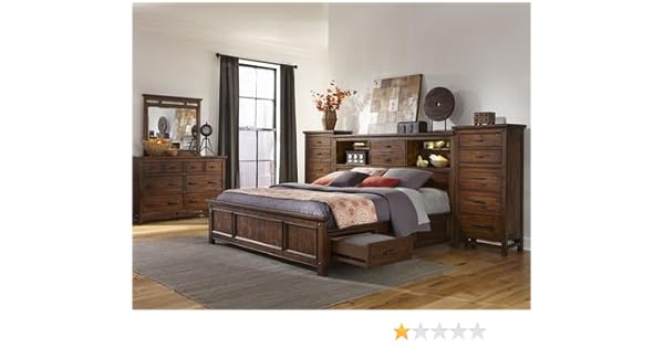 Amazon Com Intercon Wolf Creek Queen Storage Bed W Bookcase