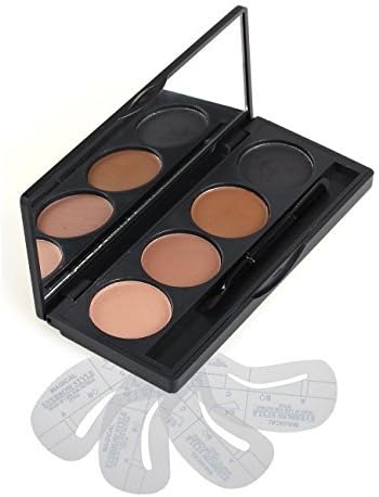 VONISA Makeup Powder 4 Colour Eyebrow Kit-Eye Brow Tint Palette -Beauty Cosmetics Light Brown Brow Dye for Nose Shaded-Professional Make Up Eye Brows Filler+4 Eyebrow Shaping Stencils+ Eyebrow Brush