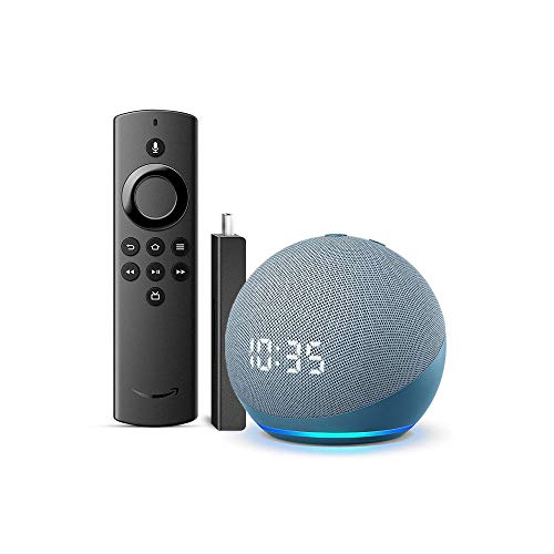 Buy Echo Dot (4th Gen, Blue) with clock bundle with Fire TV Stick Lite