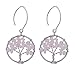Sedmart Tree of life Drop Amethyst Rose Crystal Earrings Gemstone Chakra Jewelry Best Gifts