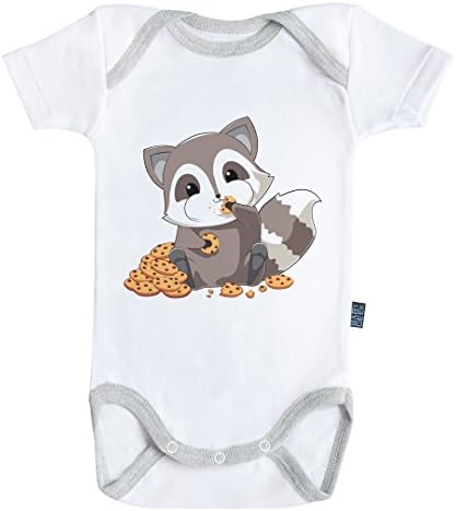 Greedy raccoon bodysuit / onesie short sleeves - 100% cotton - Baby Geek (3-6M)