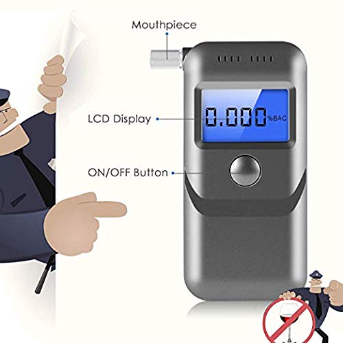 Breathalyzer, Portable Breath Alcohol Tester with LED Screen 3 Colors LCD Display and 5 Mouthpieces