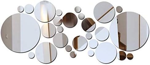 Himerus Round Mirror Wall Stickers 26 Pcs Silver Acrylic Home Decoration DIY Vinyl Art
