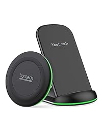 Yootech Paquete de carga inalámbrica, [2 unidades] Qi-certificado soporte de carga inalámbrica, 7,5 W compatible con iPhone Xs MAX XR XS X 8 Plus, 10 W para Galaxy S10 S10 Plus S10E S9 más (no adaptador CA) (negro)