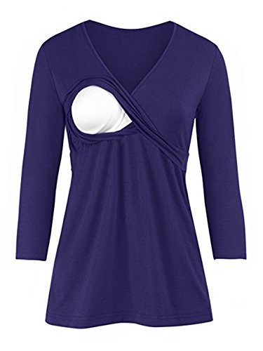Shele Women's Long Sleeve Nursing Maternity Pregnant Breastfeeding Tops Blouse