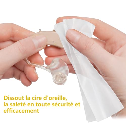 MOSSLIAN 100 x Hearing Aid Wipes, Cleaning Wipes for Ear Tips, Glasses, Screen, Telephone