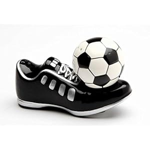 CG Magnetic Soccer Shoes with Ball Salt and Pepper Shakers, Black, 4 1/2″ x 1 3/4″ x 3″H (SS-CG-10466)