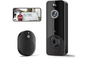 CutePanda Video Doorbell Camera Wireless with Chime Ringer, Smart AI Human Detection, Home Security System, Cloud Storage, Live View, 2-Way Audio, Night Vision, 2.4G WiFi, Battery Powered
