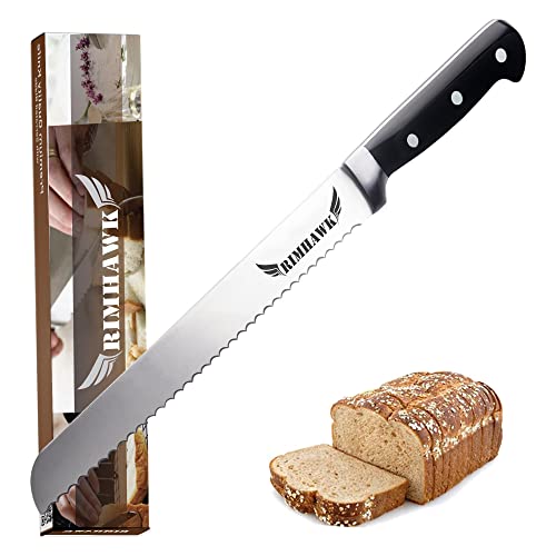 RIMHAWK Bread Knife 10inch Serrated Bread Knife for Homemade Bread, UltraSharp Stainless Steel