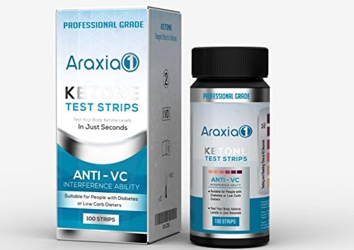 Ketone Test Strips by Araxia One - 100 Professional Grade, Reagent Strips for Urinalysis, Testing Sticks for Ketogenic Diet, Diabetics, Paleo, Low Carb. Test Kit Measures Ketosis Fat Burning Level