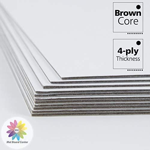 Mat Board Center, Pack of 25, 11x14 White Backing Boards 4ply