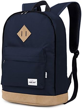 FLYCOOL Unisex Water Resistant School Dark Blue Backpack With Zippers