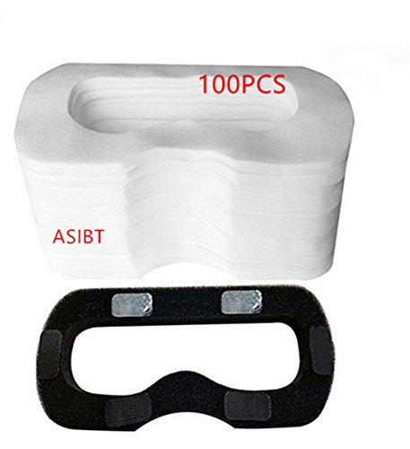 ASIBT 100 Pcs HTC VIVE Disposable Face Cover Mask with 1 pcs Sponge Mat and Magic Sticks for HTC Vive Virtual Reality Headset VR - Prevent Eye Infections