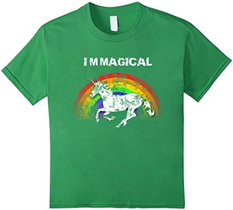 Kids I'm Magical Rainbow Unicorn, Distressed, Grunge T-Shirt 8 Grass