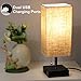 Focondot USB Table Lamp, Dual 2.1A USB Charging Port with Black Base and Fabric Shade, Nightstand Bedside Lamps Ideal for Bedroom, Living Room, Office