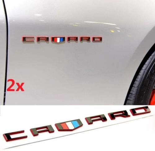 Vestian (CV) 2 Pair Black Fender Side Door Emblems Badge Nameplate ForChevy (Black Red)