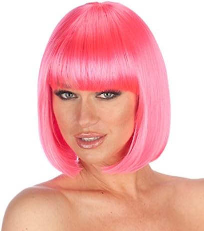 New Look Wigs Women's Premium Quality Bob Wig One Size Fits Most Hot Pink
