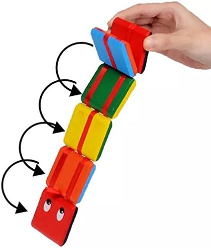LENMO Colorful Wooden Jacob's Ladder 2 Style Classic Toy Wood Fidget for Kids Puzzle flexi old Fashion Colorful Wooden Toy Magic Puzzle Snake Flip Block Puzzle