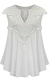 Lovaru Women's Plus Size Sleeveless Tops Chiffon Lace Crochet Tunic T-shirt