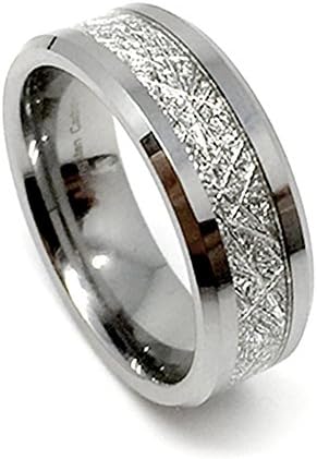 8mm Tungsten Carbide Meteorite Men's Ring (Available Sizes 8-14 Including Half Sizes)