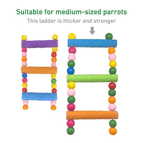 Bird Ladder Parrot Toys, Rough Surface Perch Grinding Nail Cage Accessories Toys for African Gray and Medium Bird