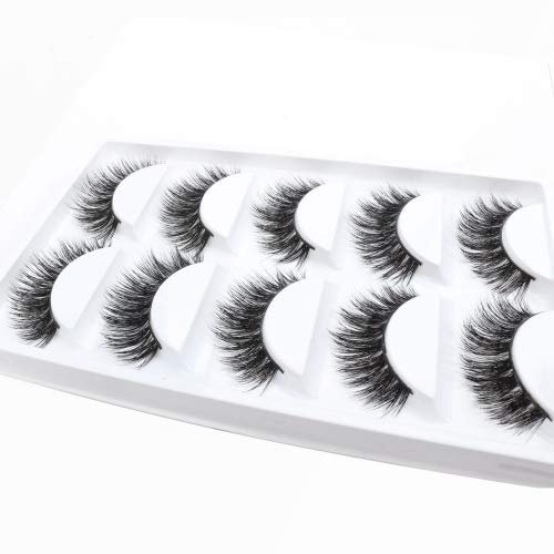 3D Mink False Eye Lashes Beautyorigin Fake Eyelashes 100% Siberian Mink Fur Makeup Wispy Long Cross Thick Reusable Fake Eyelashes 5 Pairs/pack （Style 1）