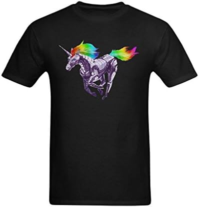 Fbyab Men's Rainbow Robot Unicorn Design T-Shirt US Size L