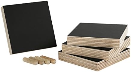 Mini Chalk Board Blocks - Set of 4 - Square 4 x 4 inches - Ready to Hang or Stand - Blackboard Wedding Table Number Sign