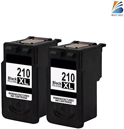 BOSUMON 2Pk Black Refilled Ink Cartridge for Canon PG210XL PIXMA iP2702 PIXMA MP240 PIXMA MP250 PIXMA MP270 PIXMA MP280 PIXMA MP280 with PP-201 PIXMA MP480 PIXMA MP490 PIXMA MP490 Refurbished
