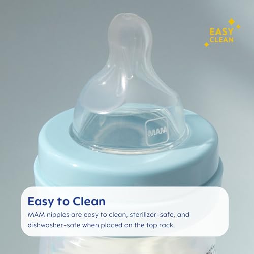 MAM Bottle Nipples Fast Flow Nipple Level 3 (Set of 2), for 4+ Months, SkinSoft Silicone Nipples for Baby Bottles, Fits All MAM Bottles