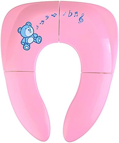 Color Our Life Portable Folding Travel Toilet Potty Training Seat Cover with Carrying Bag for Kids and Toddlers-Pink