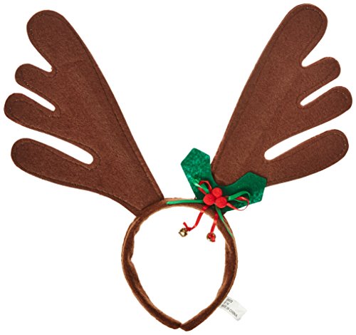 Jacobson Hat Company Christmas Reindeer Antlers Headband w/Holly,Brown,One Size