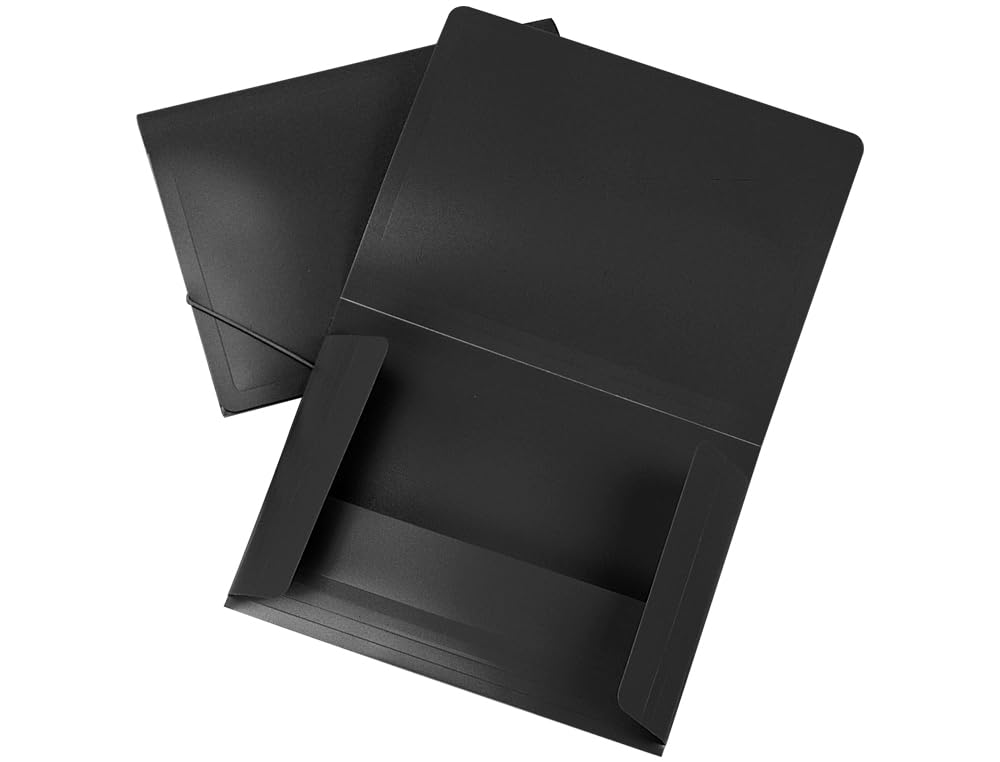 Beautone Folder 34945 Polypropylene Fold-Out Folder with Flaps, A5, Opaque Black.
