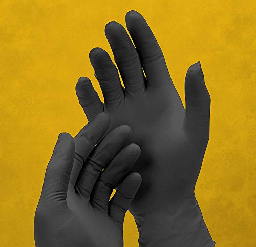 Adenna DLG675 Black Nitrile Powder Free Exam Gloves Size Medium 10 Box of 100