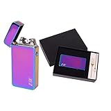 Electric USB Rechargeable Flameless Lighter, Double Arc Tactical Cigar Lighter, Electronic Windproof Cigarette Lighter, No Gas Arc Lighter Colorful Rainbow Ice By CPENT