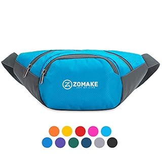 Best Fanny Pack 2019 - ZOMAKE Fanny Pack Water Resistant Waist Bag Hip Bum Bag for Men and Women, Large Compartment with Adjustable Strap for Outdoors Workout Traveling Casual Running Hiking Cycling(Light Blue)