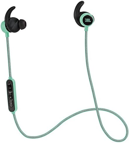 JBL Reflect Mini BT Wireless Bluetooth In-Ear Sweat Resistant Sports Headphones with Highly Reflective Cable, Universal 3-Button In-Line Remote and Microphone - Teal