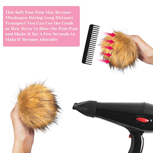 image for Anezus 15 Pieces Faux Fur Pom Poms for Hats with Press Button and Sewi