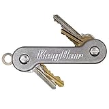 KeyBar | Everyday Carry Compact Key Holder Multi-Tool and Keychain Organizer with Pocket Clip (Holds up to 12 Key) Stonewashed Aluminum
