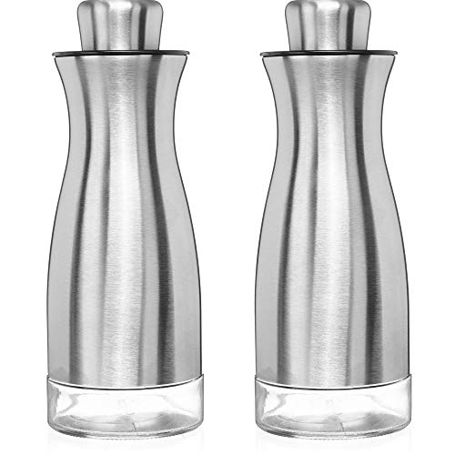 CHEFVANTAGE S02-P22-V1 Olive Oil and Vinegar Cruet Dispenser Set with Elegant Glass Bottle and Drip Free Design-Stainless Steel, P22