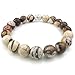 KONOV Natural Energy Stone Beads Gemstone Mens Womens Bracelet, 10mm Buddha Mala, Brown Silver
