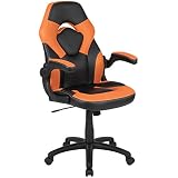Flash Furniture X10 Gaming Chair Racing Office Ergonomic Computer PC Adjustable Swivel Chair with Flip-up Arms, Orange/Black LeatherSoft