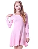 HDE Women's Casual Cotton Jersey Knit Long Sleeve Slip-On Mini Skater Dress