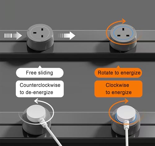 UBLUCKEN Track Outlet Power Strip, 50CM Surge Protector Electric Socket with 3 AC Adapters & USB-C PD 20W & 1.5M Plug Cable, 8000W Aluminum Alloy Wall Extender with Switch, (Black) (Track Set)
