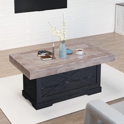Vlsrka 100x55 CM Mesa de Centro de Madera para Sala, Mesa de Estar, Oficina o Consultoría Estilo Rústico, Muebles rústicos para Sala de Estar (Nogal)