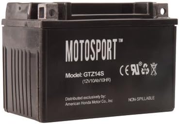 Motosport Maintenance-Free Battery with Acid GTZ14S for Honda Shadow 750 Spirit VT750C2 2007-2009