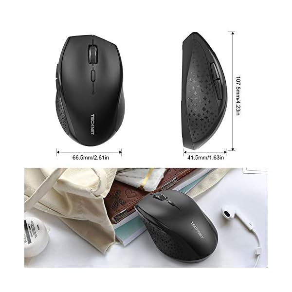 TECKNET 2.4G Classic Wireless Mouse for Laptop, 3200 DPI Optical Computer Mouse with 6 Adjustable Levels, 30 Months Long…