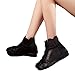 Mordenmiss Women's Handmade Flower Shoes Retro Leather Ankle Booties with Back Zipper Black 2 39